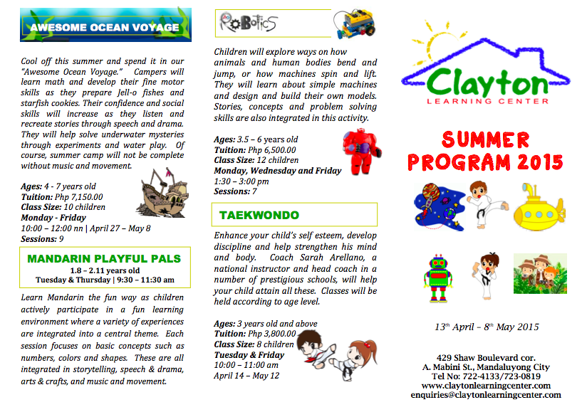Clayton Learning Center Sumer Program for 2015